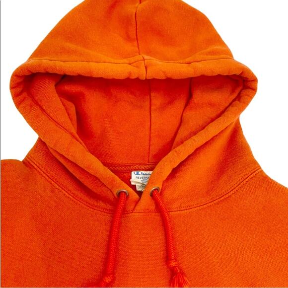 Champion Orange Vintage Women’s Reverse Weave Hooded Pullover Sweatshirt, S - Picture 3 of 12